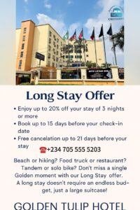Hotel room in Port Harcourt with long stay discount offer